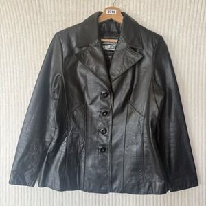 Vintage Wilson's Pelle Studios Leather Button Up Black Jacket Sz Small Pockets